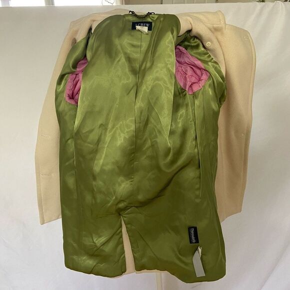 J Crew Women's XS Extra Small Cream Wool Blend Double Breasted Peacoat - Picture 6 of 6